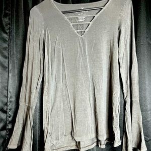 American Eagle grey bell sleeve top.